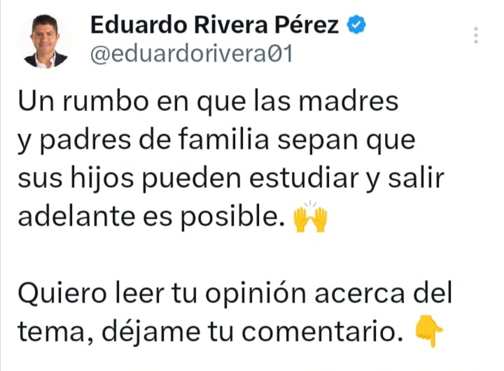 La educación es tema prioritario en la agenda de trabajo del candidato Eduardo Rivera