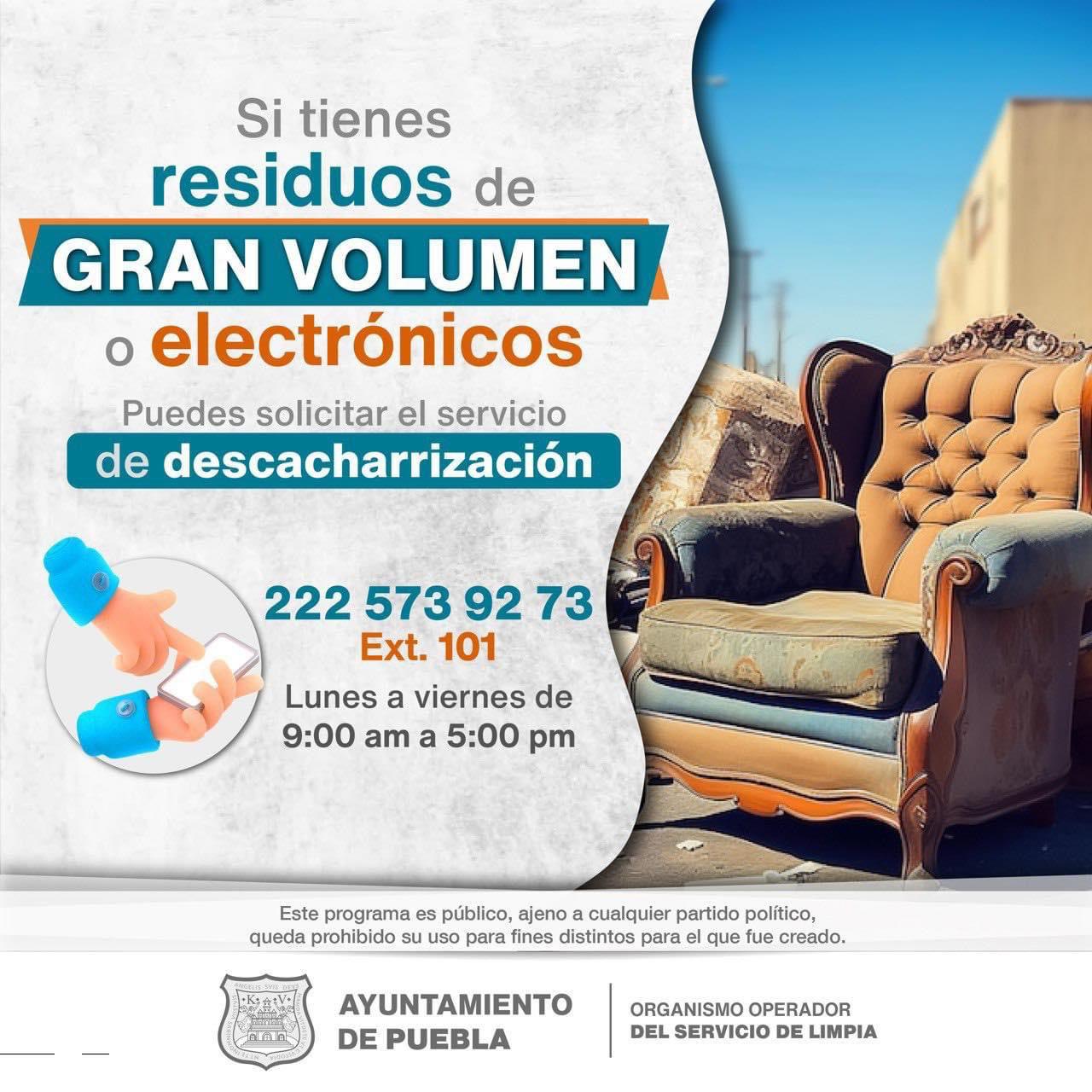 Gobierno municipal de Puebla mantiene servicio de descacharrización