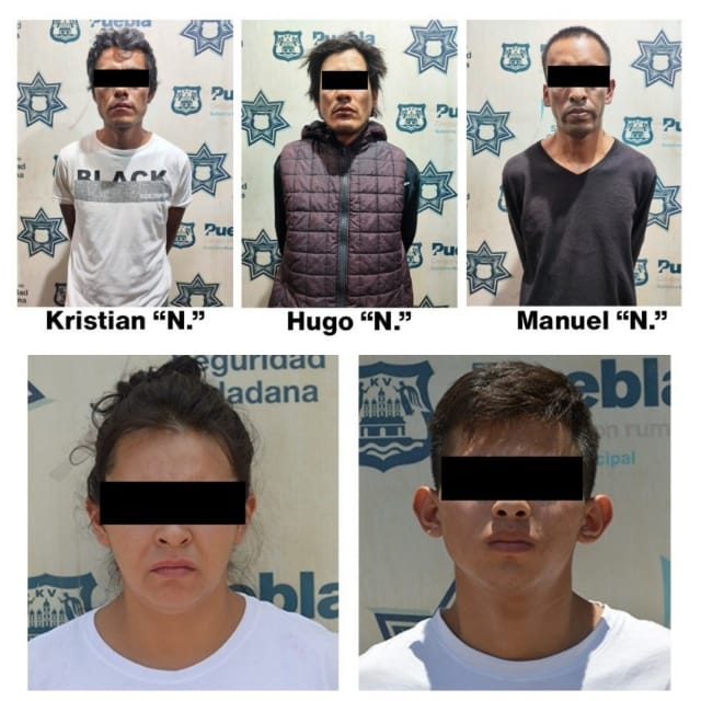 SSC detuvo a cinco personas por robo de transeúnte en Puebla