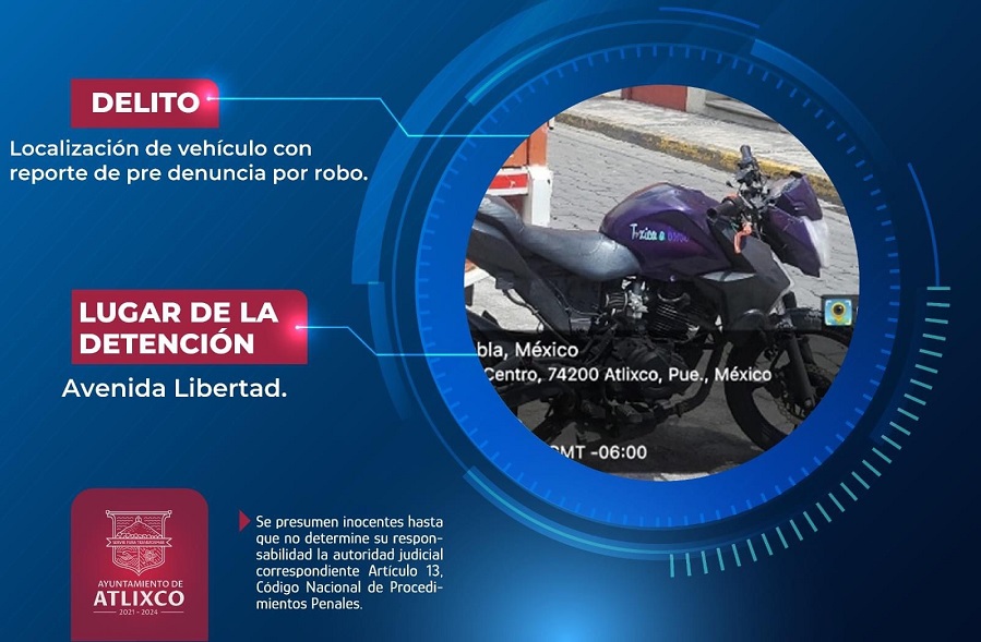 Policía de Atlixco localiza vehículos con reporte de robo