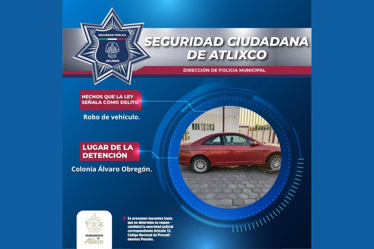 Rápida respuesta permite recuperar vehículo robado