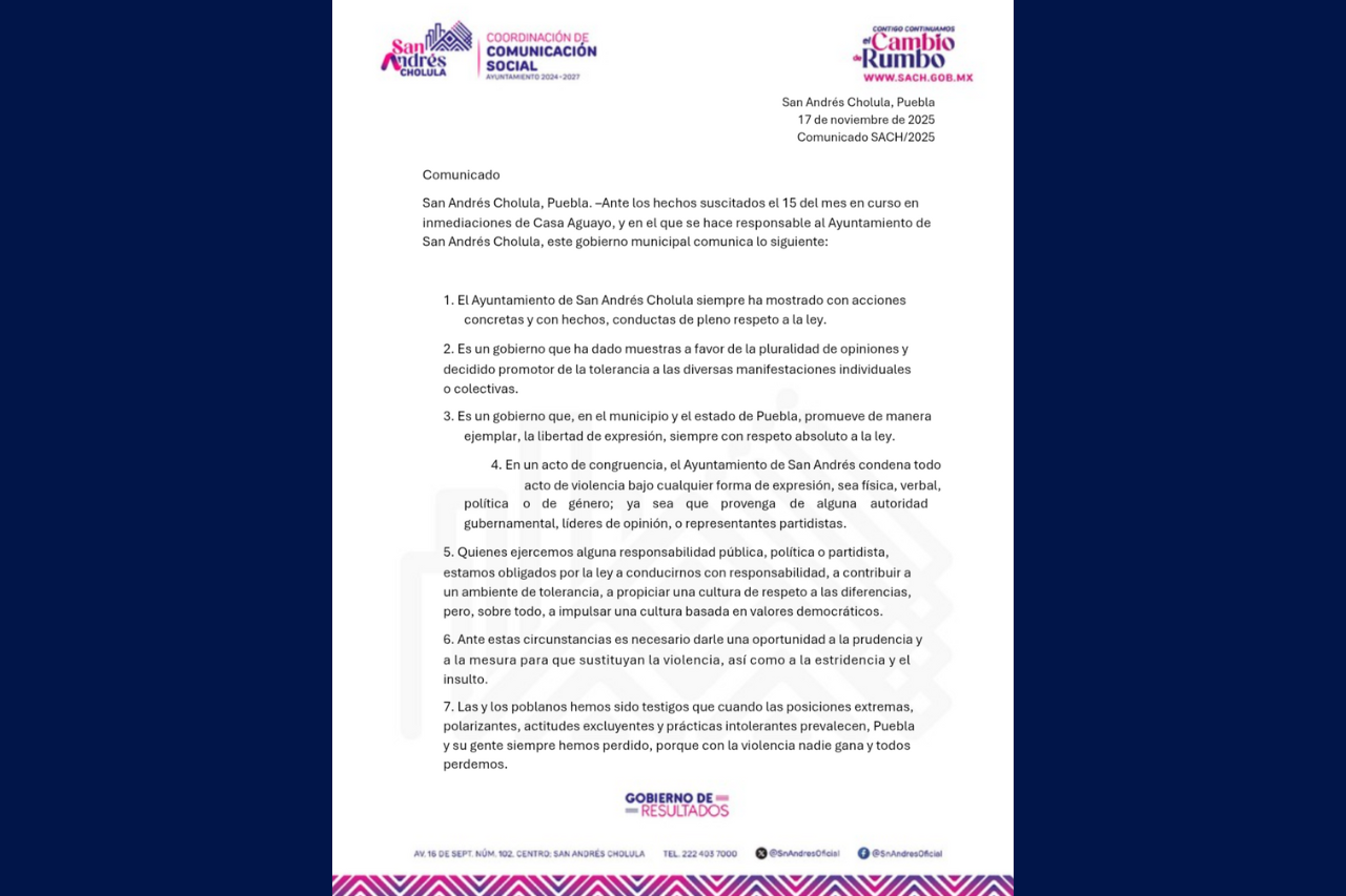 San Andrés Cholula llama a la prudencia