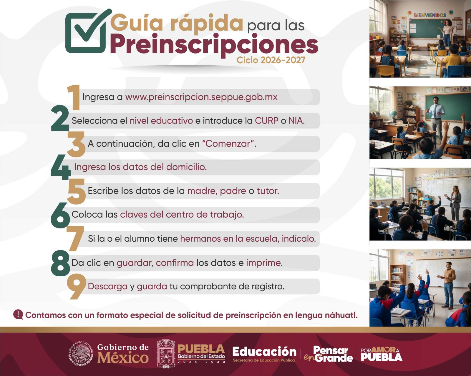 Anuncia SEP Puebla proceso de preinscripciones