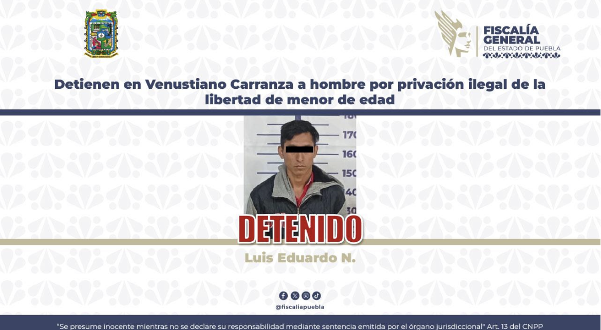 Detenido por privación ilegal de la libertad de adolescente
