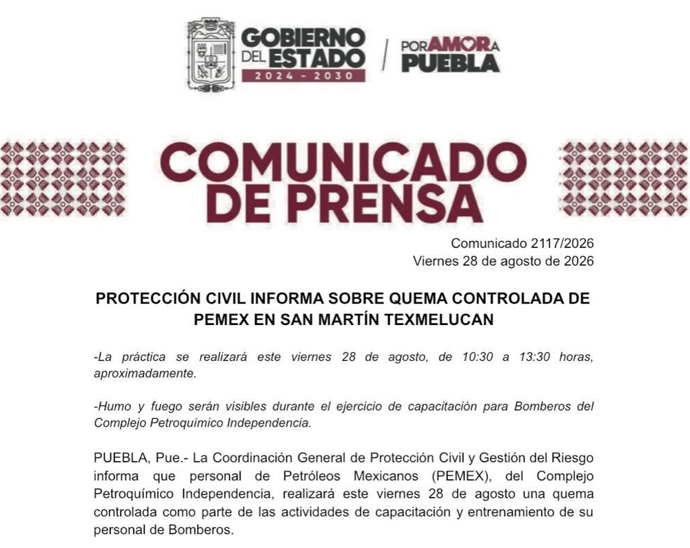 PC alerta por quema controlada de Pemex en Texmelucan